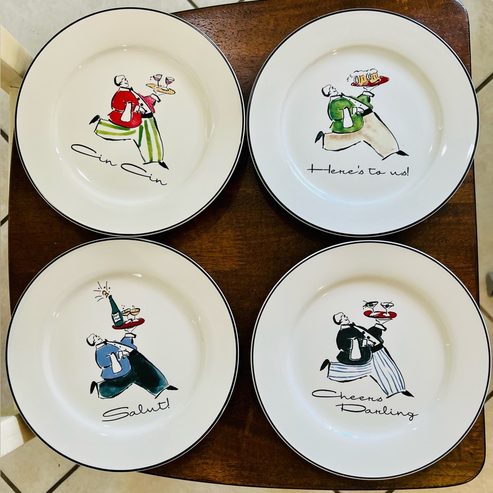 Set of 4 ROSANNA STUDIOS CHEERS DARLING WAITER SALAD PLATES